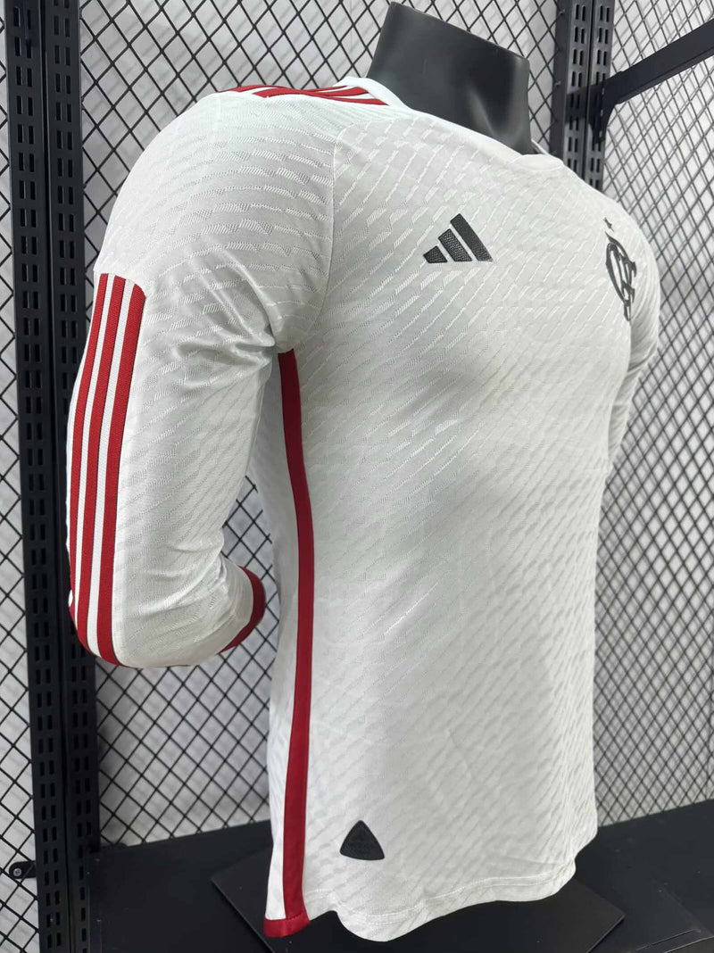 Camisola Manga Comprida Flamengo 2024-25 Alternativa Branca Versão Jogador