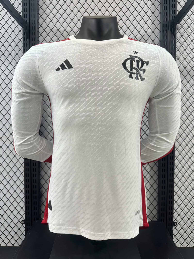 Camisola Manga Comprida Flamengo 2024-25 Alternativa Branca Versão Jogador