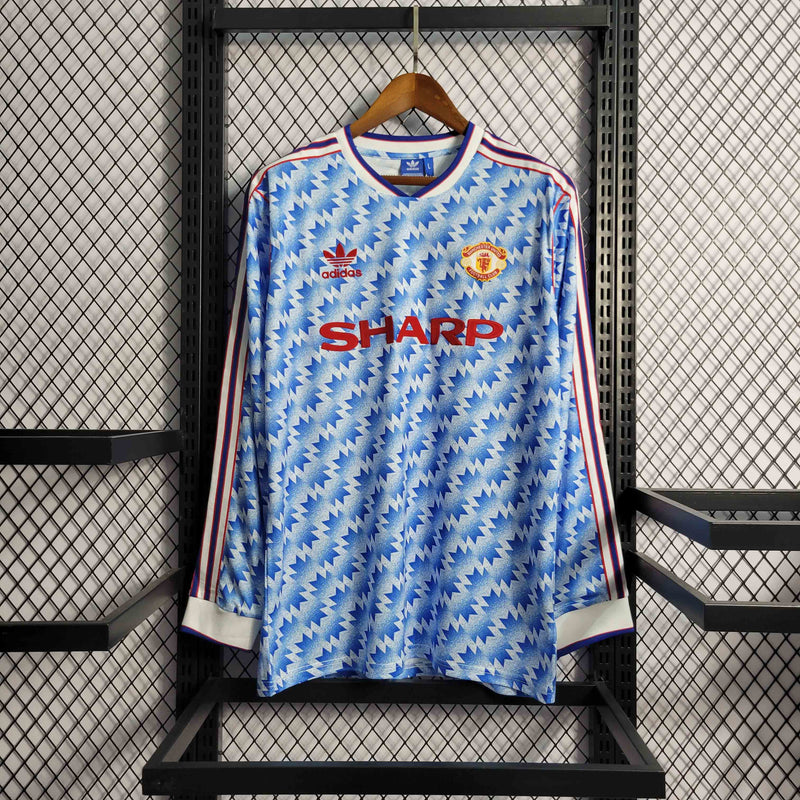 Camisola Retrô Manga Comprida Manchester United 1991-92 Away