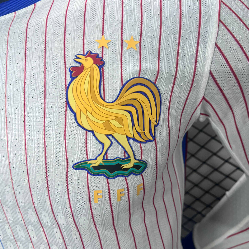 Camisola Manga Comprida França 2024 Alternativa Branca Versão Jogador