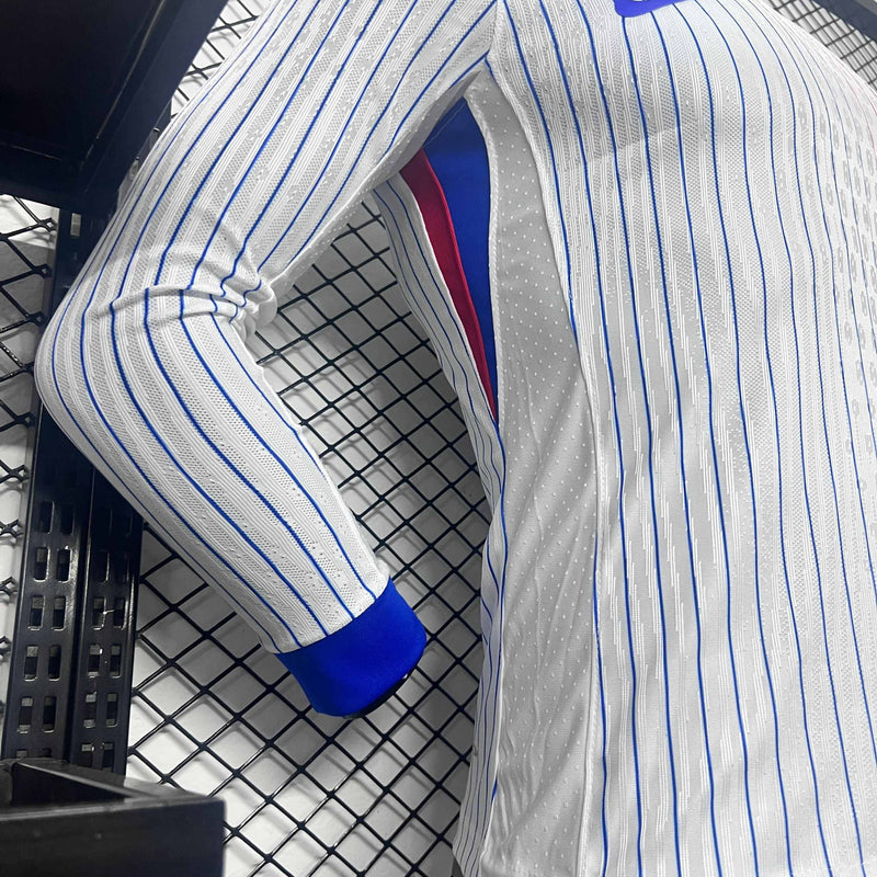 Camisola Manga Comprida França 2024 Alternativa Branca Versão Jogador
