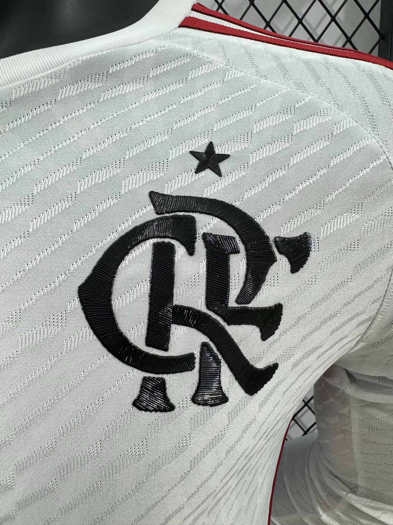 Camisola Manga Comprida Flamengo 2024-25 Alternativa Branca Versão Jogador