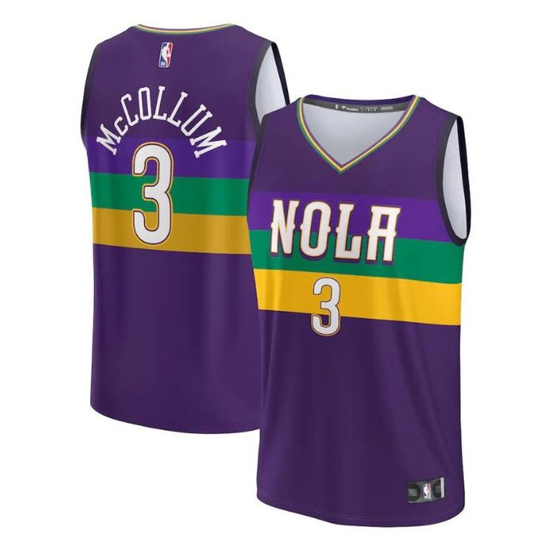 Camisola NBA CJ McCollum - New Orleans Pelicans - 2023 - Edição Fast Break - Roxo - Edição Cidade
