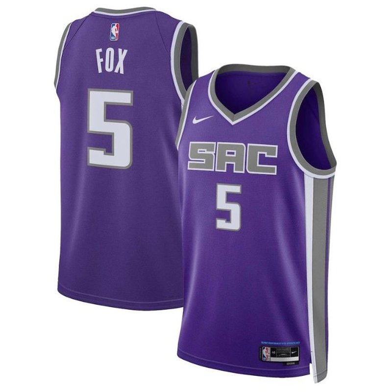 Camisola NBA De'Aaron Fox - Sacramento Kings - Edição Ícone 2023 - Roxo