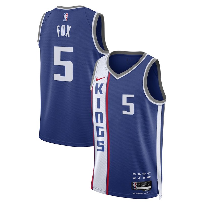 Camisola NBA De'Aaron Fox - Sacramento Kings - 23/24 - Azul - Edição Cidade
