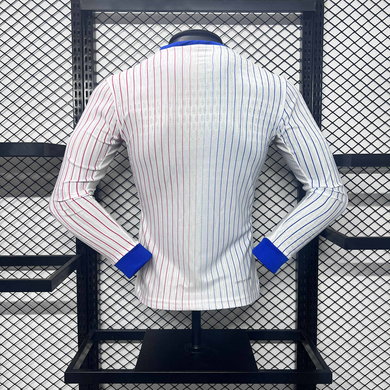 Camisola Manga Comprida França 2024 Alternativa Branca Versão Jogador